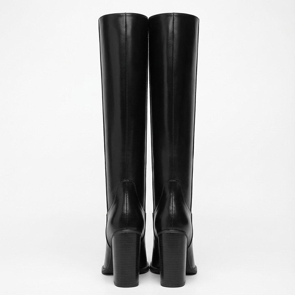 Botte haute noir Synthétique Femme - Talon bloc, bout carré