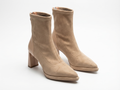 Bottine beige Daim Synthétique Femme - Talon carré