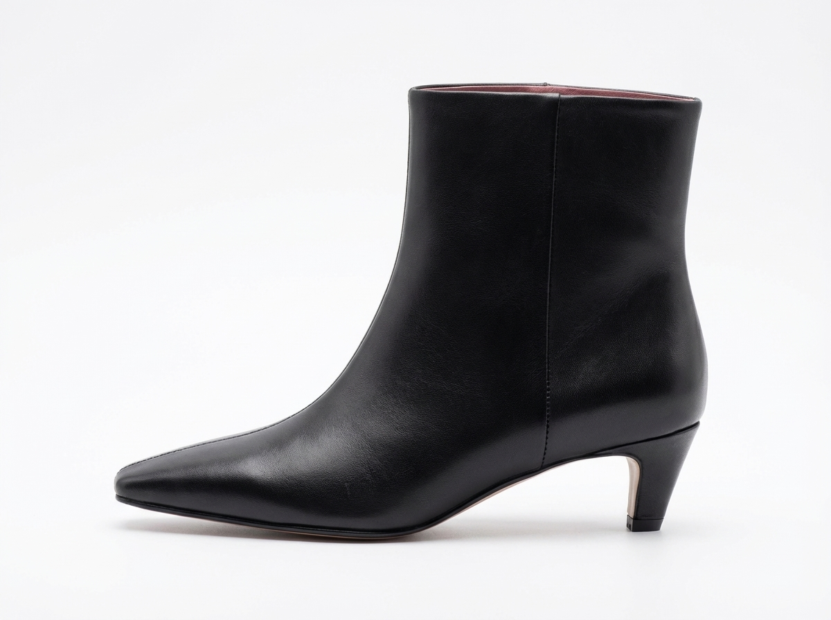 Bottine noir Cuir Femme - Doublure rose