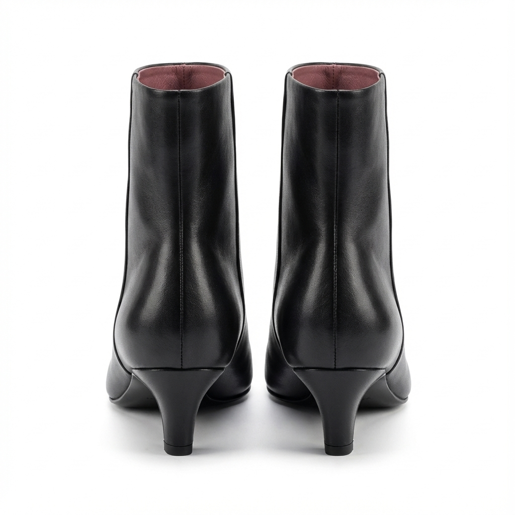 Bottine noir Cuir Femme - Doublure rose