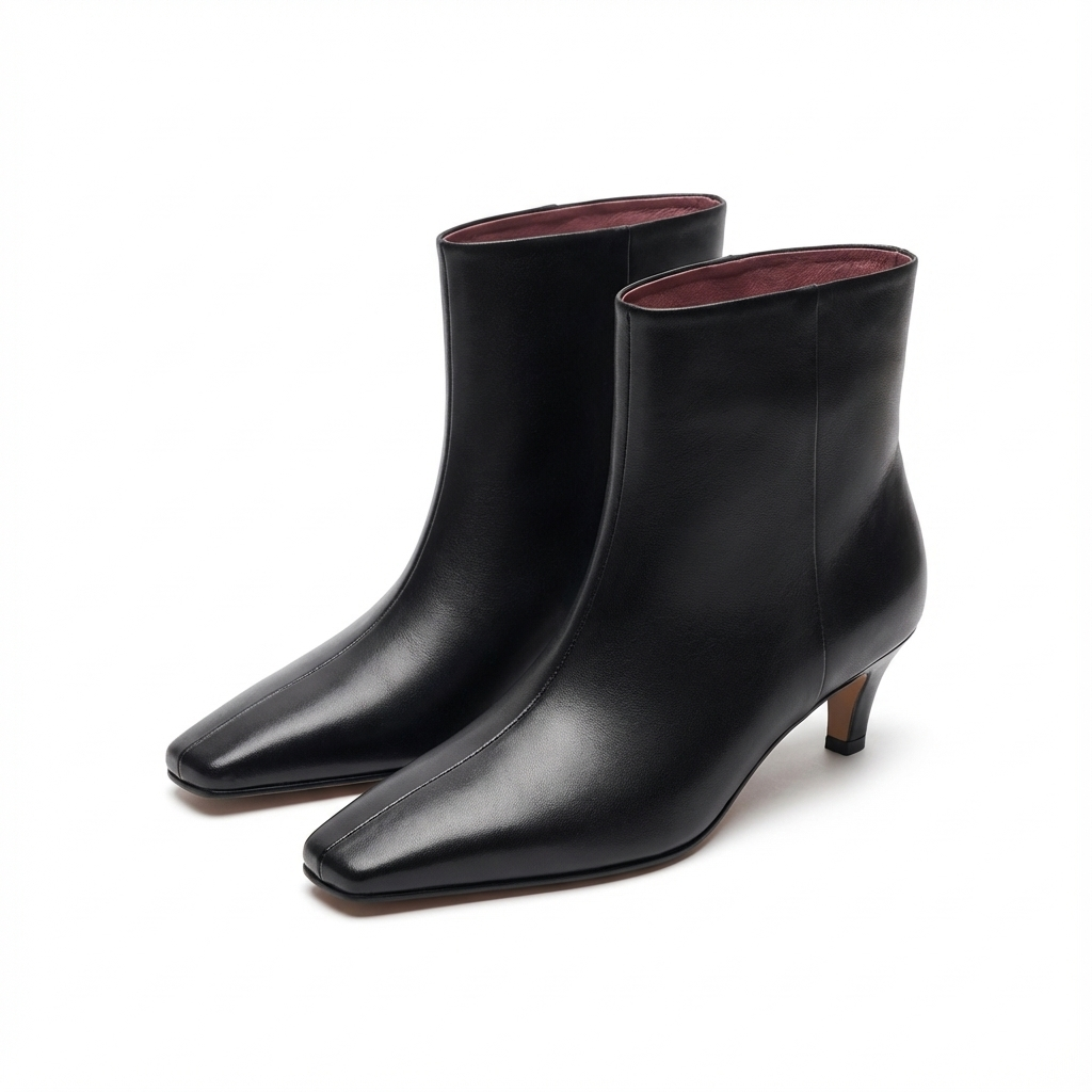 Bottine noir Cuir Femme - Doublure rose