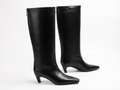 Botte haute noir Cuir Femme - Bout carré