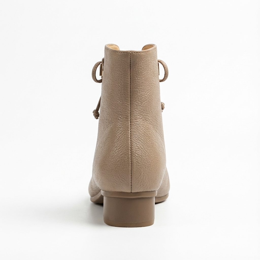 Bottine à talon marron clair Cuir Femme - Cuir grainé