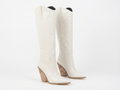 Santiag haute blanc Synthétique Femme - Talon compensé, motif python