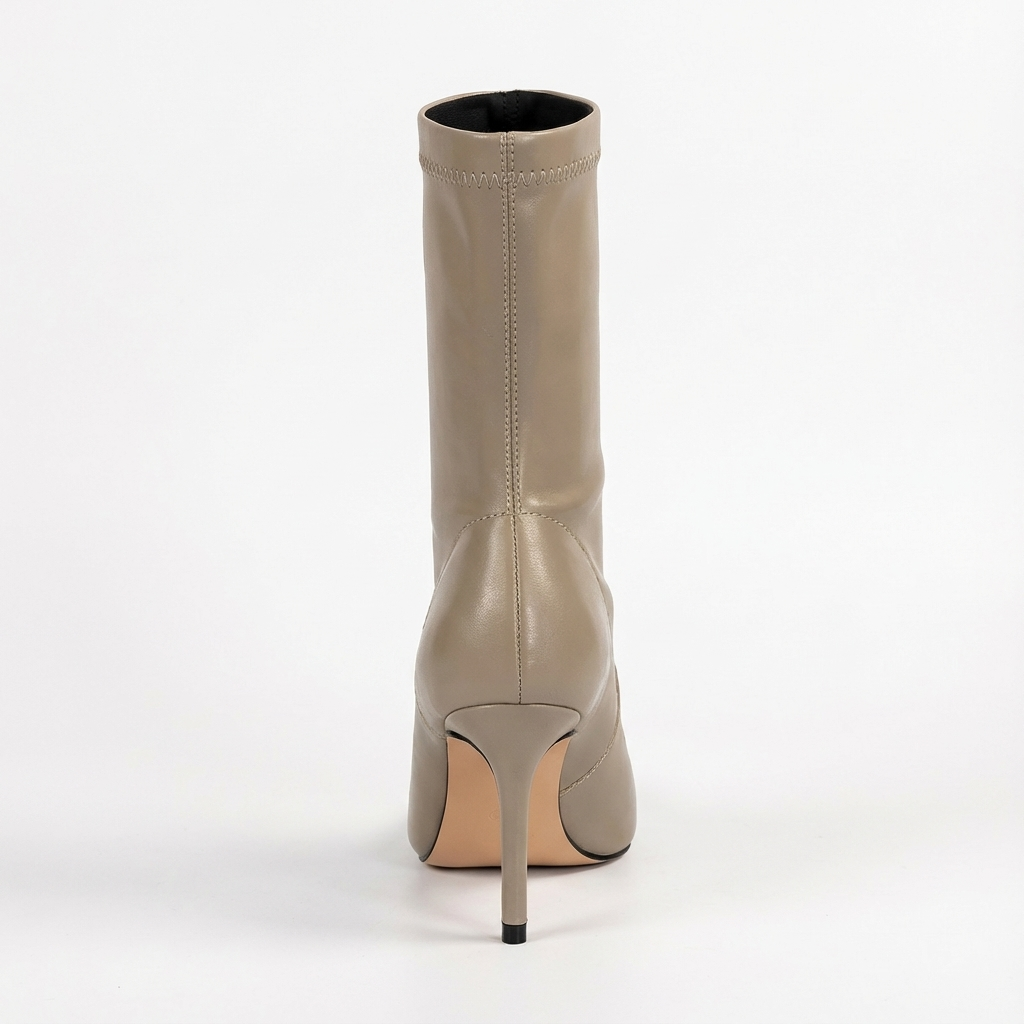 Botte haute beige Simili Cuir Femme - Talon aiguille, bout pointu