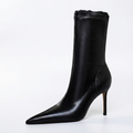 Bottine à talon noir Simili Cuir Femme - Motif fourrure