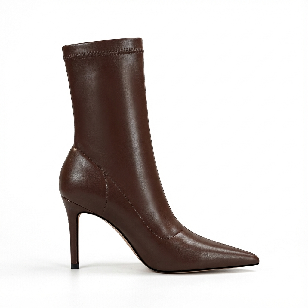 Bottine marron Simili Cuir Femme - Talon fin