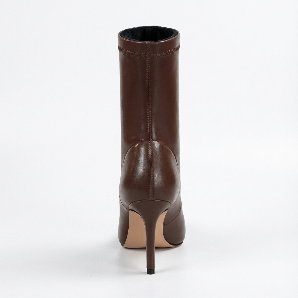 Bottine marron Simili Cuir Femme - Talon fin