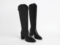 Botte haute noir Simili Cuir Femme - Style cowboy