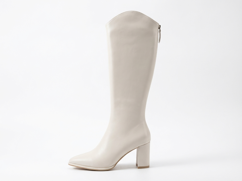 Santiag haute blanc Simili Cuir Femme - Style épuré
