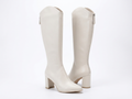 Santiag haute blanc Simili Cuir Femme - Style épuré