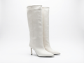 Botte haute blanc Daim Synthétique Femme - Bout pointu