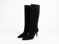 Botte haute noir Daim Femme - Style cowboy, talon fin
