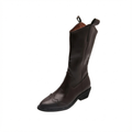 Santiag mi-haute marron foncé Simili Cuir Femme - Coutures ondulées