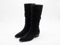 Santiag mi-haute noir Daim Femme - Effet plissé