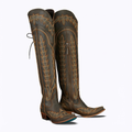 Santiag haute marron Synthétique Femme - Broderies, coutures western