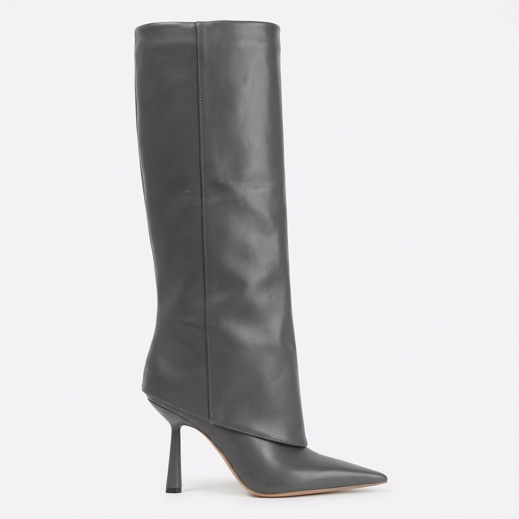 Botte haute gris Synthétique Femme - Bout pointu