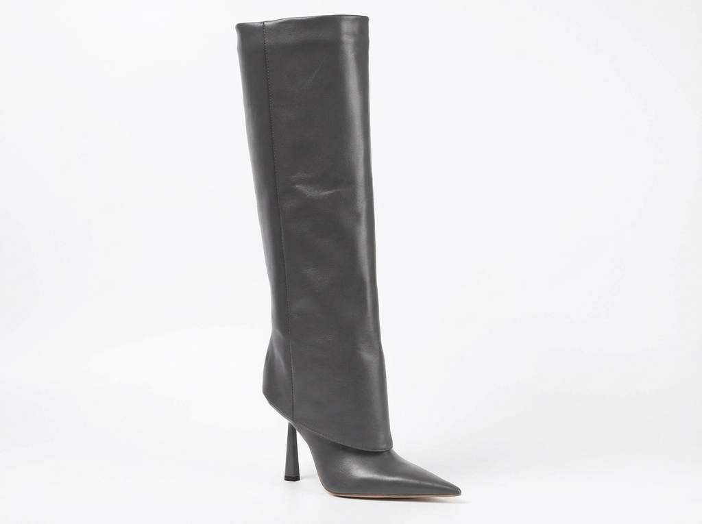 Botte haute gris Synthétique Femme - Bout pointu