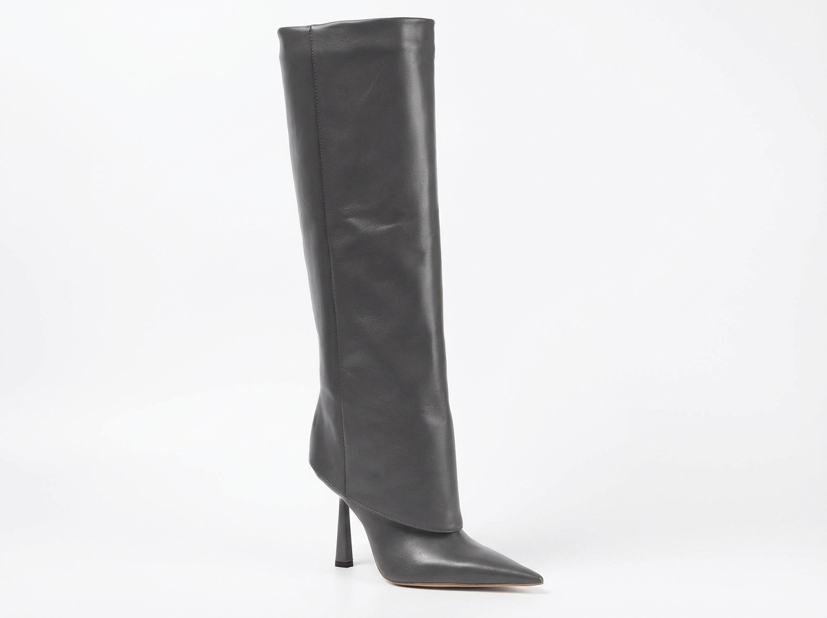 Botte haute gris Synthétique Femme - Bout pointu