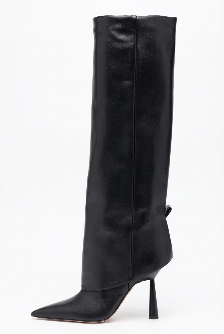 Botte haute noir Synthétique Femme - Style cowboy