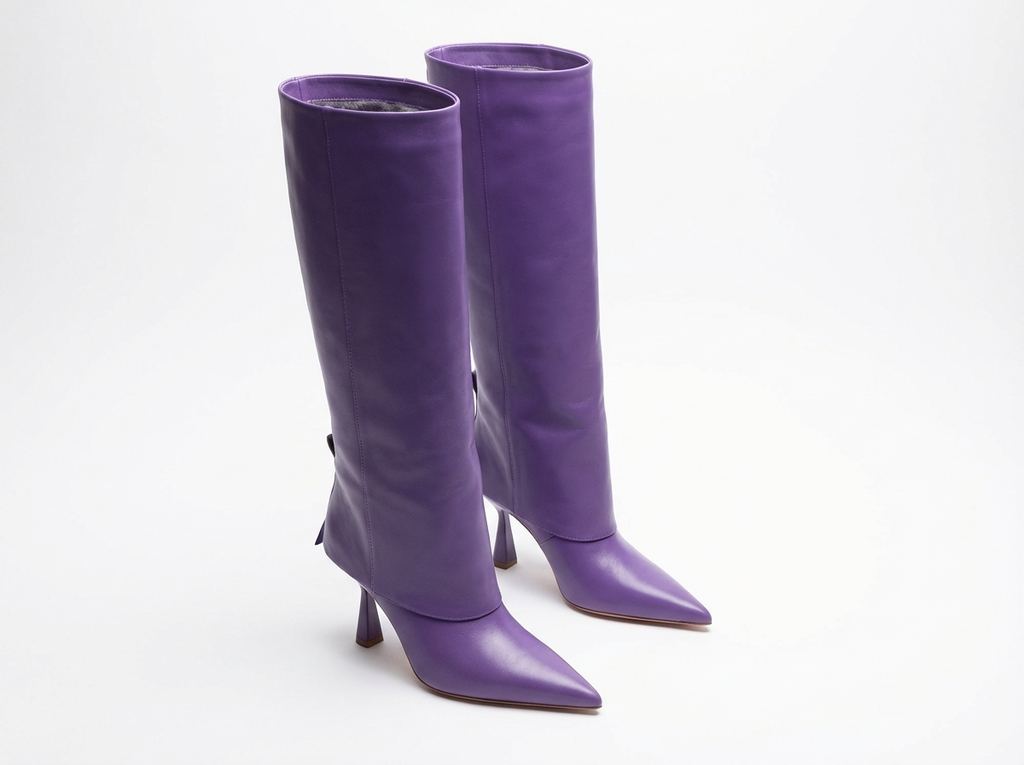 Botte haute violet Synthétique Femme - Bout pointu
