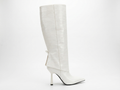 Botte haute blanc Synthétique Femme - Crocodile, talon fin