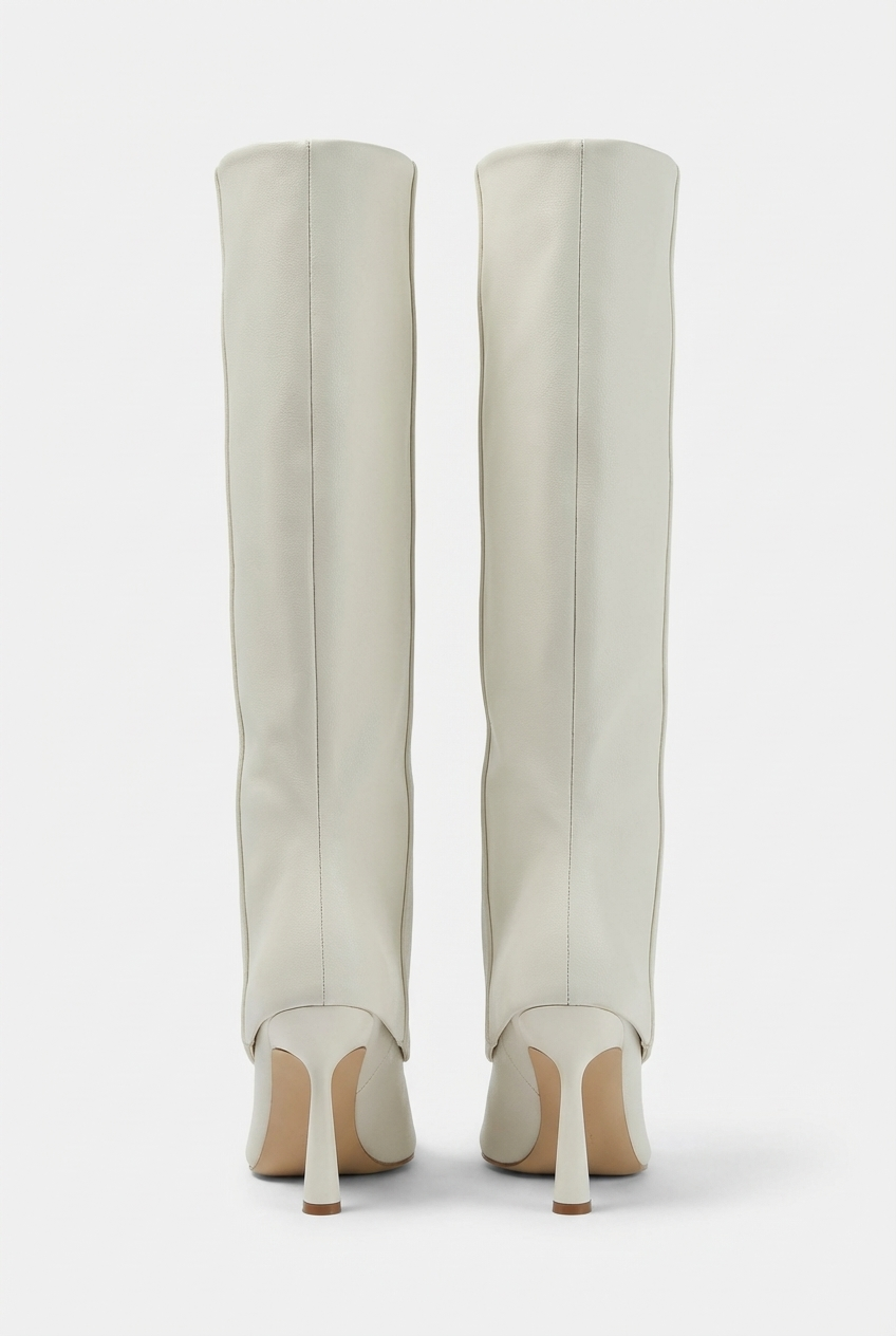 Botte haute blanc Synthétique Femme - Rabat, talon sculpté