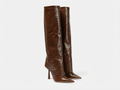 Botte haute marron Synthétique Femme - Motif crocodile