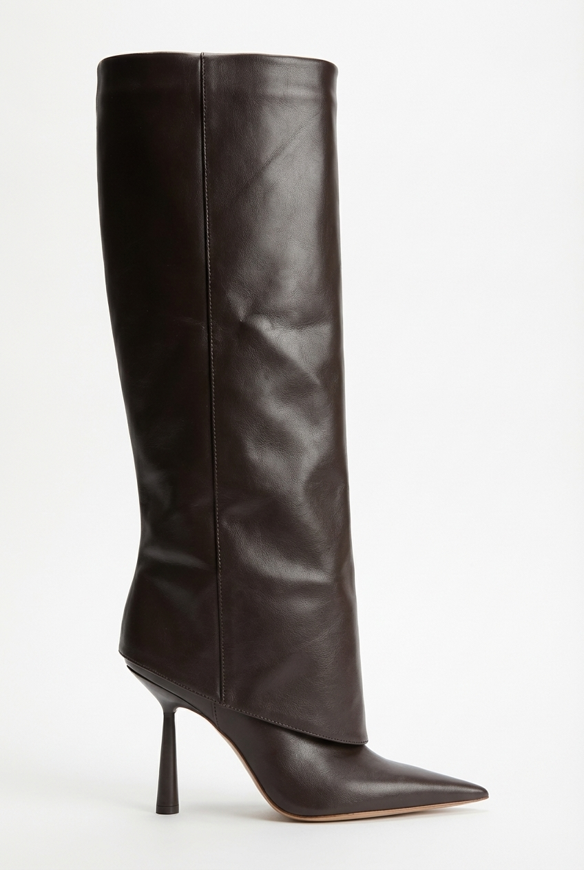 Botte haute marron foncé Synthétique Femme - Rabat, talon aiguille
