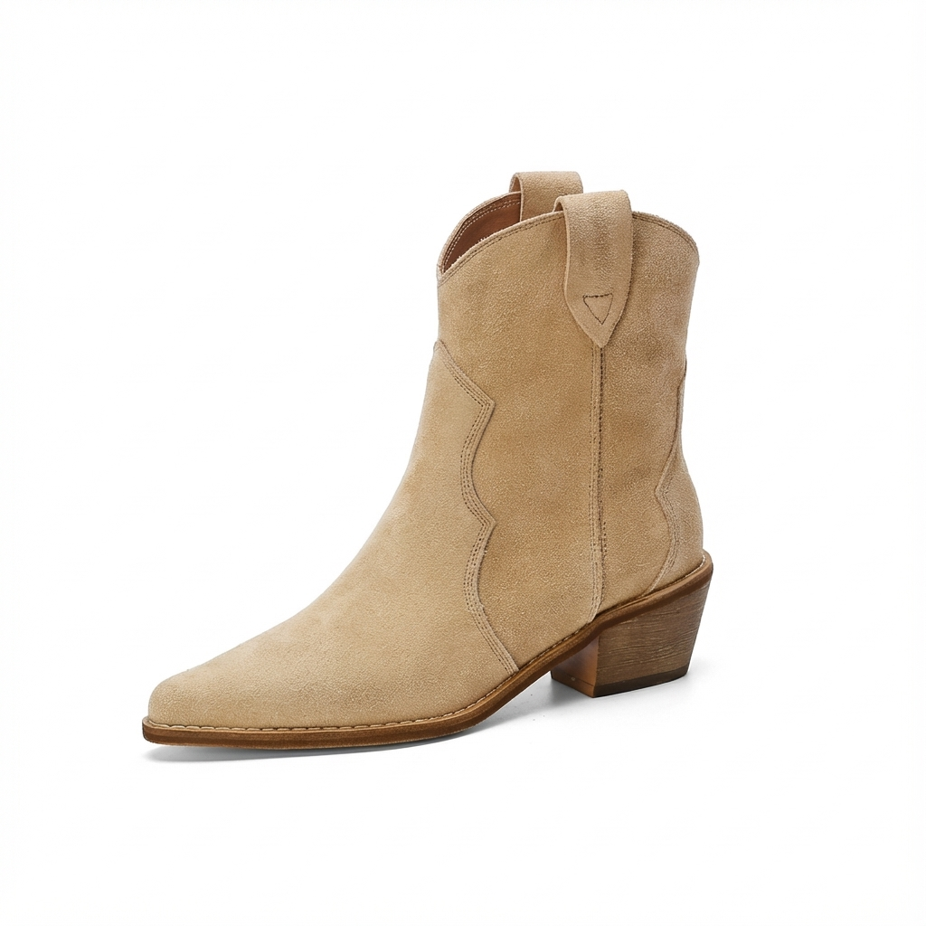 Santiag basse beige Daim Femme - Boucles