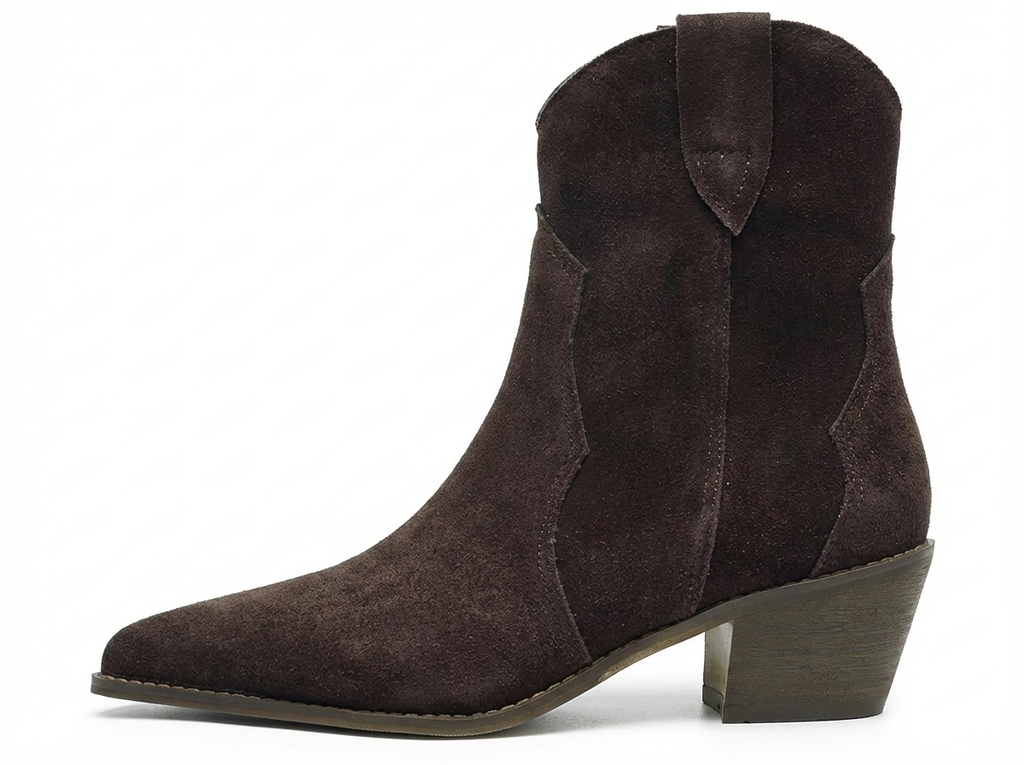 Santiag basse marron foncé Daim Femme - Bout pointu