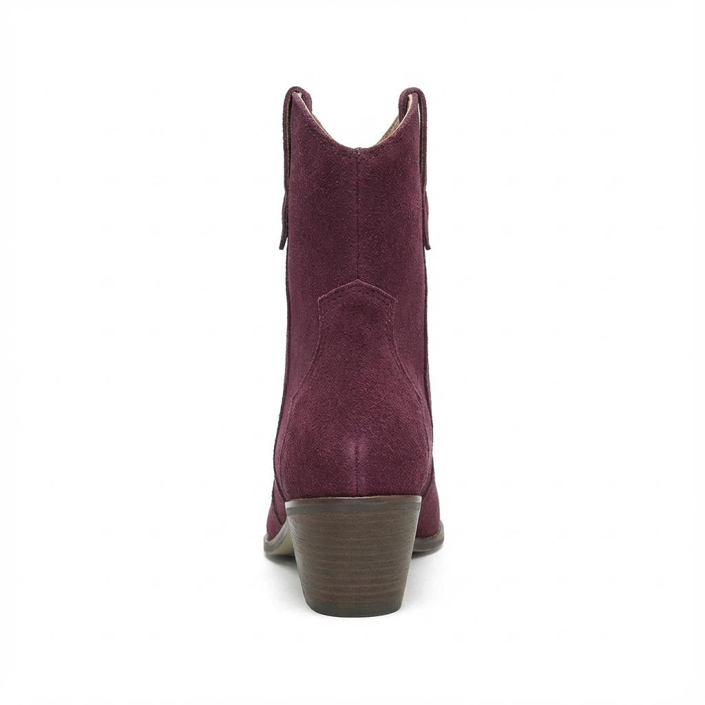 Santiag basse violet Daim Femme - Talon carré, bout pointu