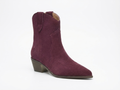 Santiag basse violet Daim Femme - Talon carré, bout pointu