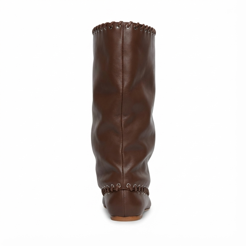 Botte haute marron foncé Synthétique Femme - Bout ouvert
