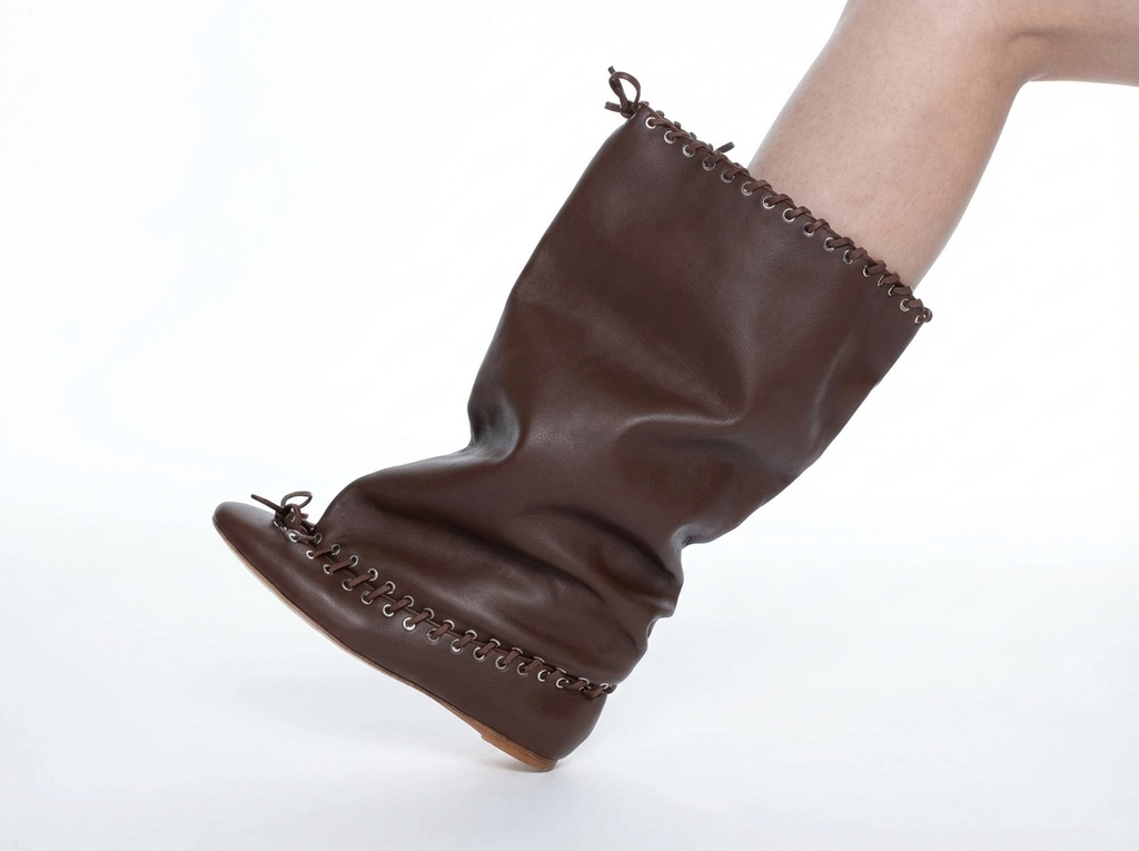Botte haute marron foncé Synthétique Femme - Bout ouvert