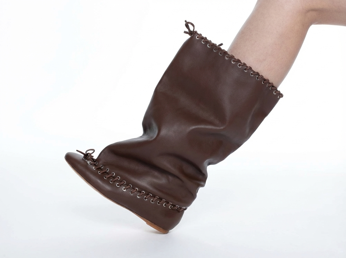 Botte haute marron foncé Synthétique Femme - Bout ouvert