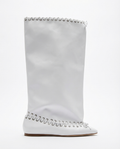 Botte haute blanc Synthétique Femme - Lacets métalliques