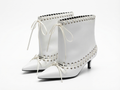 Bottine chelsea blanc Synthétique Femme - Lacets, bout pointu