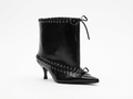 Bottine à talon noir Synthétique Femme - Œillets métalliques
