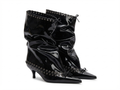 Bottine haute noir Synthétique Femme - Verni, œillets métalliques