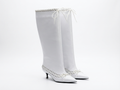 Botte haute blanc Synthétique Femme - Laçage œillets, talon kitten