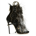 Bottine à talon noir Synthétique Femme - Fourrure, talon aiguille