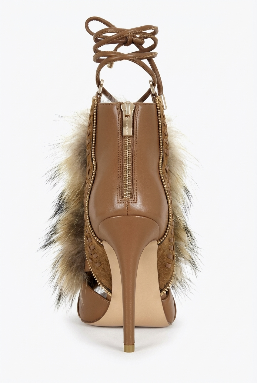 Bottine à talon marron Daim Synthétique Femme - Fourrure