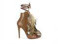 Bottine à talon marron Daim Synthétique Femme - Fourrure