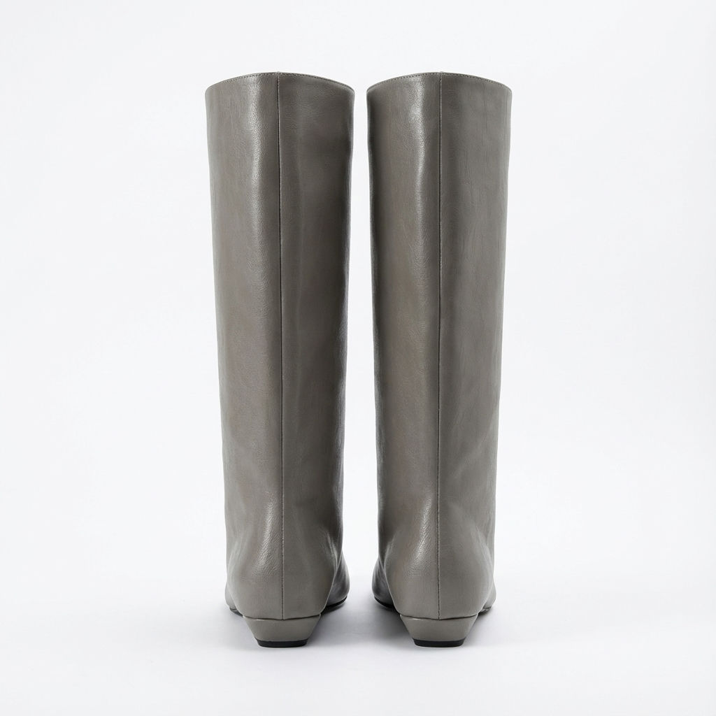 Botte haute gris Synthétique Femme - Bout carré, style épuré