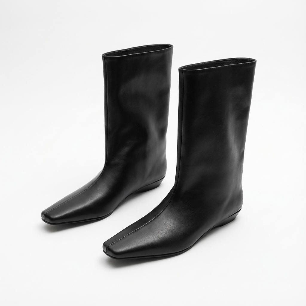 Botte haute noir Synthétique Femme - Bout carré