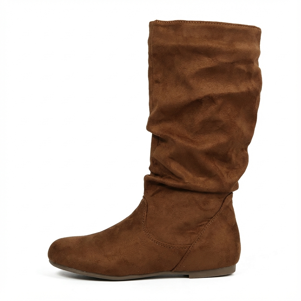 Santiag mi-haute marron Daim Synthétique Femme - Bout arrondi