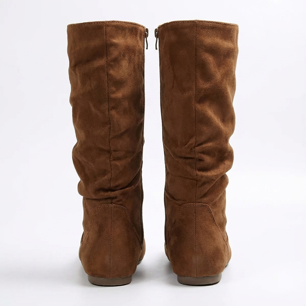 Santiag mi-haute marron Daim Synthétique Femme - Bout arrondi