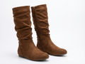 Santiag mi-haute marron Daim Synthétique Femme - Bout arrondi