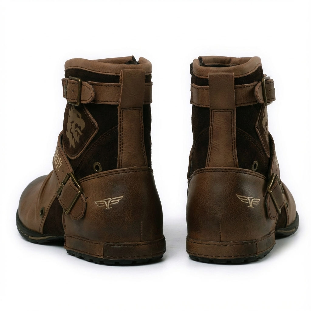Bottine à talon marron Synthétique Femme - Motifs floraux, boucle